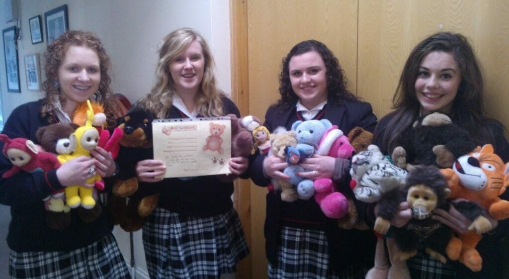The Transition Year students with some of the teddies ready for their Christmas Market Stall