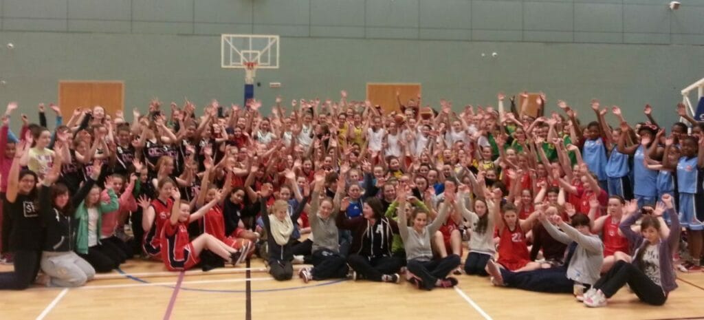 The 1st years who took part in the basketball fun blitz at NUIG Galway