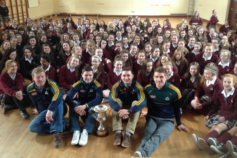 Selector Trevor Burke and players Dylan Wall, Alan Burke and Kieran Fitzgerald posed for photographs with all the students