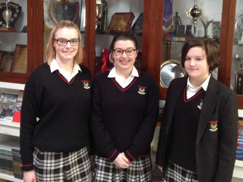 Our successful Debating and Public speaking team Emma Kenny, Jackie Conway and Feja Dooley